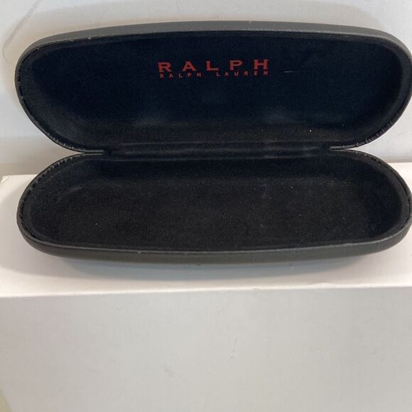 Ralph Lauren Black With Red Lettering Hard Glass Case 6 In. Width X 1 inch Tall - Picture 6 of 9